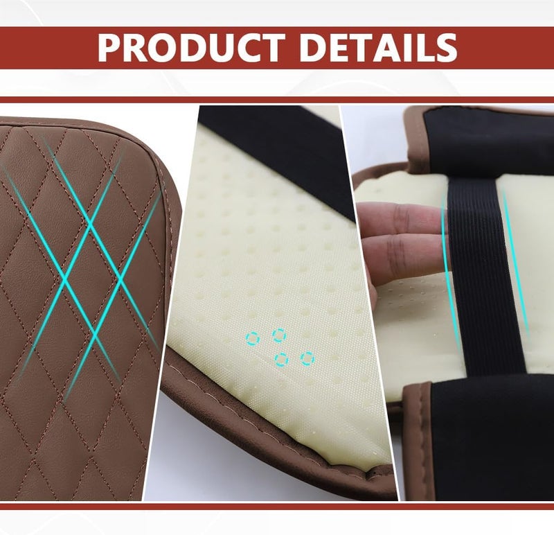 ongfuwu Car Center Console Cover, 12"×7.87" Waterproof Leather Auto Armrest Cover Protector with 2 Pocket, Comfortable Arm Rest Box Cushion Pad, Universal Interior Car Accessories (Coffee) - Image 3